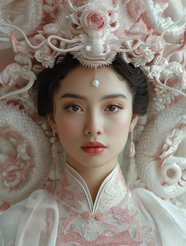 亚洲美女古典妆容装扮写真摄影图片