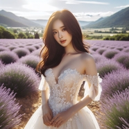 紫色浪漫薰衣草花海美女婚纱摄影图片