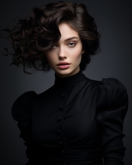 欧美黑色艺术时尚质感美女模特艺术照图片
