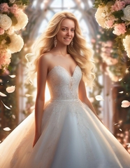 欧美唯美新娘白色蓬蓬裙婚纱写真图片