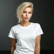 欧美时尚金色短发白色T恤美女写真图片