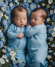 可爱双胞胎宝宝睡觉萌照图片
