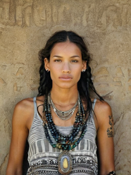 非洲部落素颜女孩肖像摄影图片