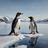 南极冰川雪山企鹅摄影图片