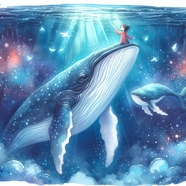 蓝色深海鲸鱼卡通漫画图片