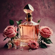 粉色玫瑰花瓶装香水图片