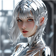 未来主义风格美女机器人图片