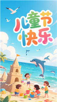 儿童节快乐插画风格海报图片