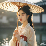 烟雨江南手持油纸伞唐风美人图片