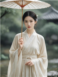 烟雨江南白色古装服饰美女写真图片