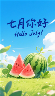 七月你好主题海报设计图片