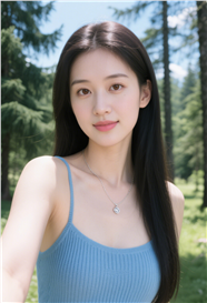 蓝色针织吊带衫小清新美女图片