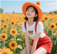 夏日清新向日葵花海少女美女写真图片