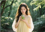小清新绿色森氧风美女写真图片