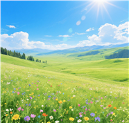 蓝天白云绿色草原风光摄影图片