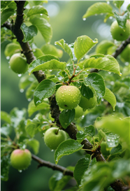 雨后苹果树青苹果近景摄影图片