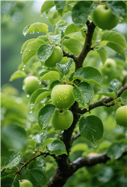 雨后苹果树绿色苹果微距摄影图片