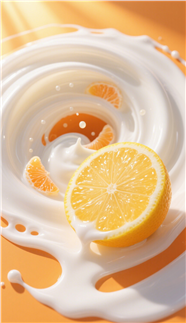 丝滑牛奶橙子创意摄影图片
