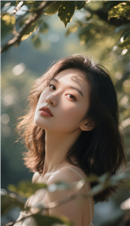 树下光影艺术美女写真摄影图片