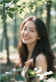 清纯森系亚洲美女树林写真图片