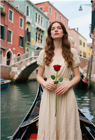 水上威尼斯乘船的欧美美女图片