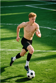 绿茵场帅哥踢足球运动摄影图片