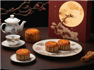 中秋节礼盒月饼茶歇摄影图片