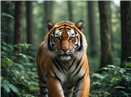 绿色丛林野生大老虎摄影图片