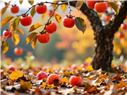 秋天柿子树红柿子摄影图片