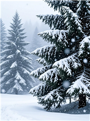 冬季大雪覆盖的雪松树图片