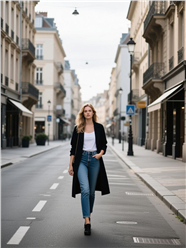 欧美街头时尚街拍牛仔裤美女图片