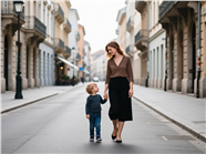 欧美母子街头写真摄影图片