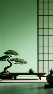 极简绿色调禅意风格壁纸设计图片