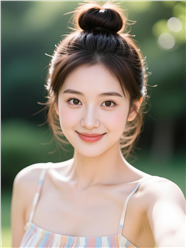 纯欲风丸子头美女自拍照图片