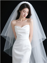 纯欲风低眸娇羞白色婚纱美女图片