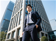 亚洲高楼大厦商务男士摄影图片