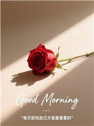 红色玫瑰治愈系早安文字图片