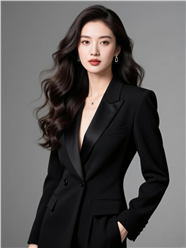 亚洲黑色西装商务美女写真图片