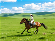 绿色草原策马奔驰的美女图片