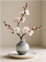 东方禅意插花摄影图片