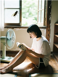 日系生活感室内看书女孩图片