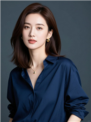 亚洲优雅气质深蓝色衬衫美女商务图片