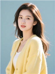 黄色针织外套美女写真摄影图片