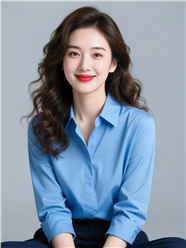 知性优雅蓝色衬衫美女写真图片