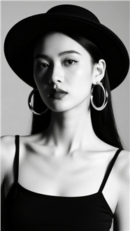 时尚年轻黑白风格美女写真图片