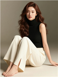 亚洲茶色长发大波浪美女图片