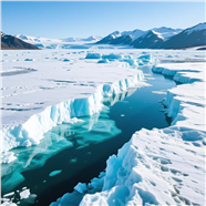 积雪覆盖的冰川河流图片