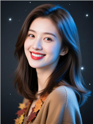 秋季中长发披肩美女写真图片