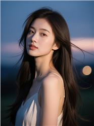 日暮黄昏氛围感美女写真摄影图片