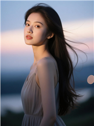 宁静动人长发飘飘美女摄影图片